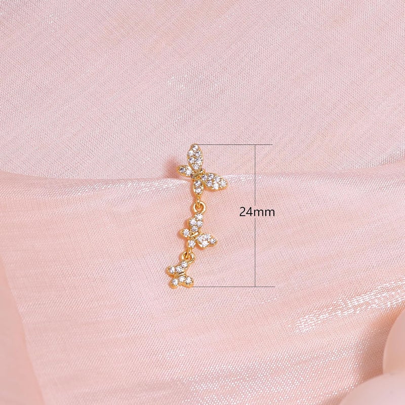 SELFROSE Store Gold Dangle Earrings for Women,Prom Jewelry Dainty Earring 14K Gold Plated Drop Earrings for Women Trendy Hypoallergenic CZ Dangling Earring - Image 4